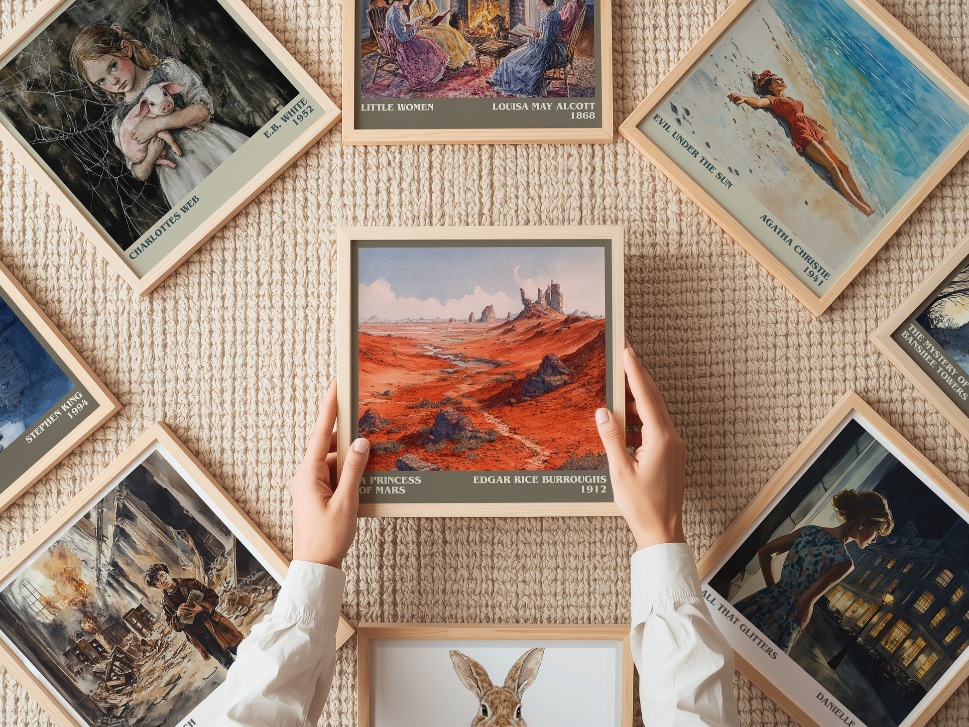 A Princess Of Mars literary print on bookshelf – Edgar Rice Burroughs fan gift