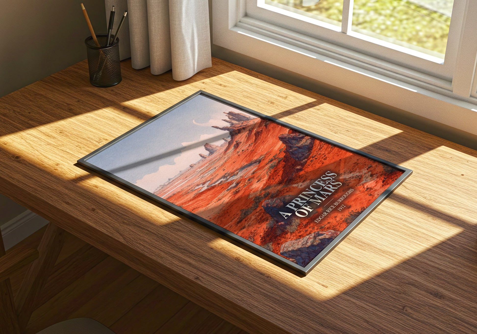 A Princess Of Mars watercolour book poster framed on wall – sci fi wall art