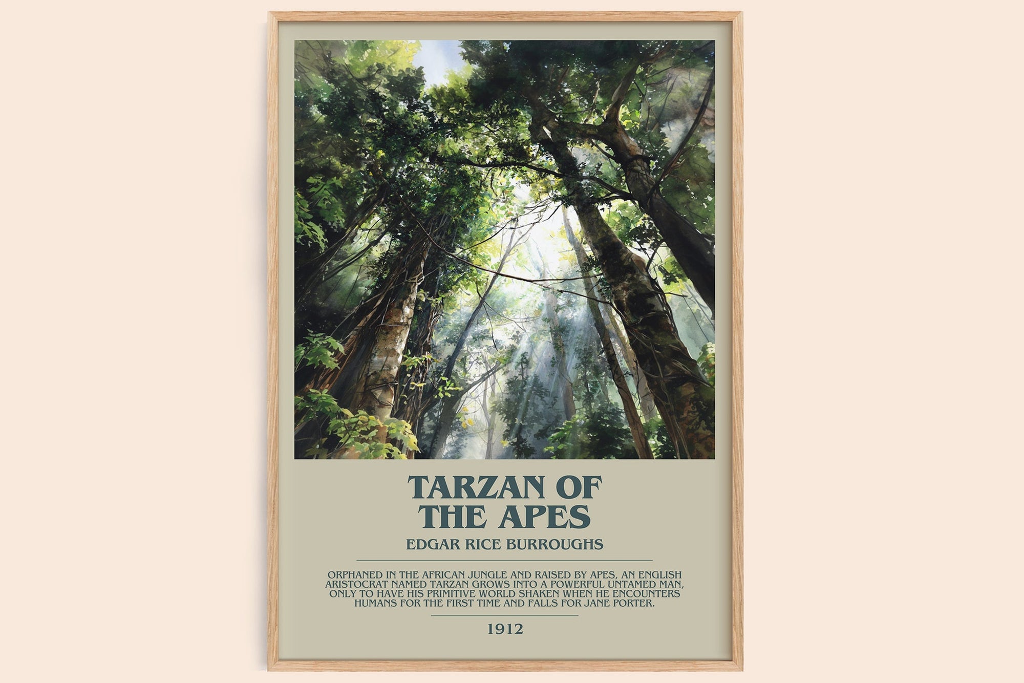 Tarzan of the Apes bookish book poster by Edgar Rice Burroughs – framed literary art print