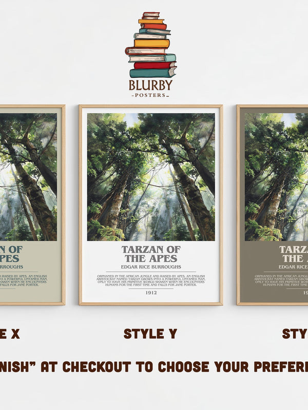 Tarzan of the Apes bookish print in frame leaning in hallway – adventure wall art