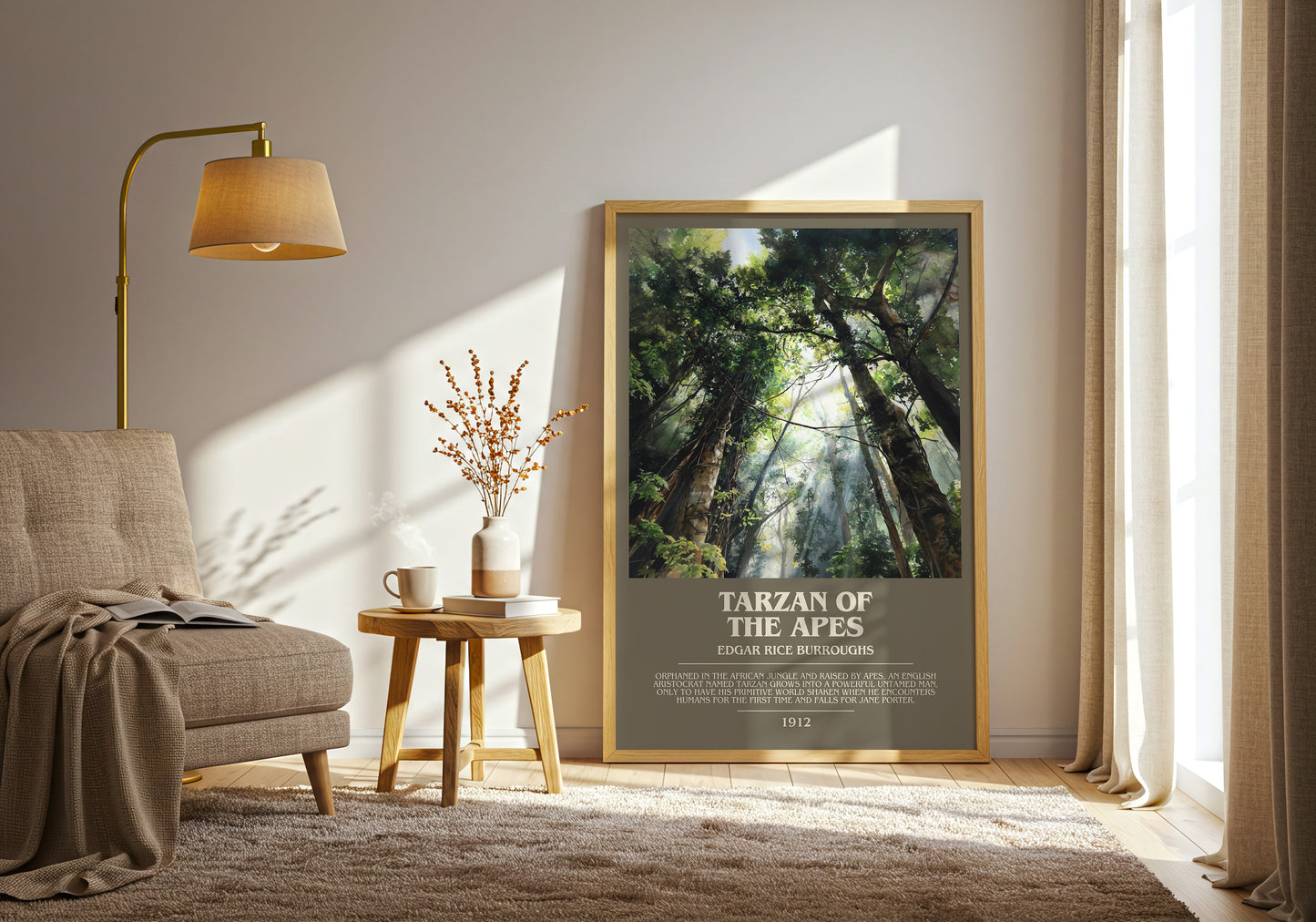 Tarzan of the Apes bookish print framed by window – literary home decor