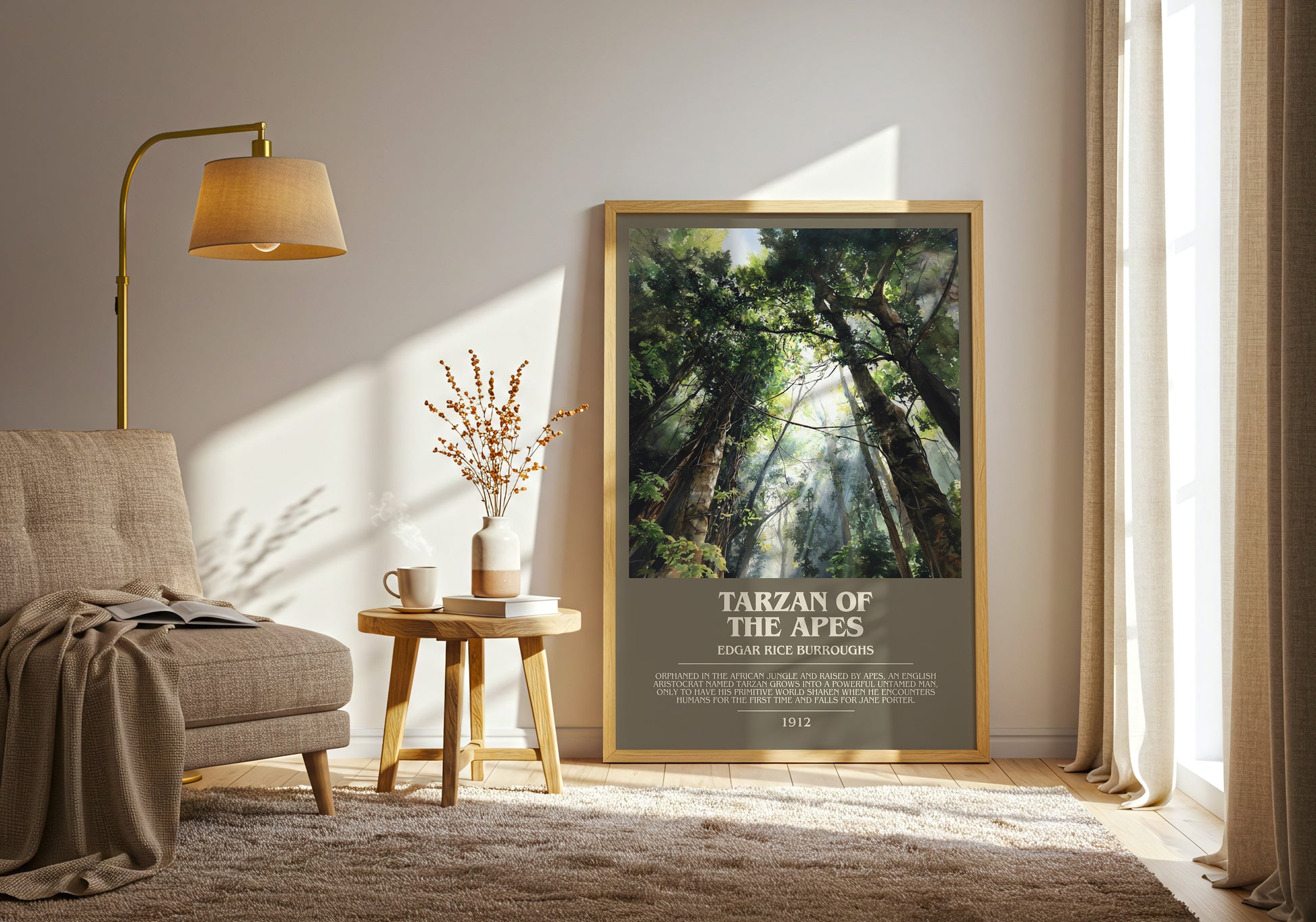 Tarzan of the Apes bookish print framed by window – literary home decor