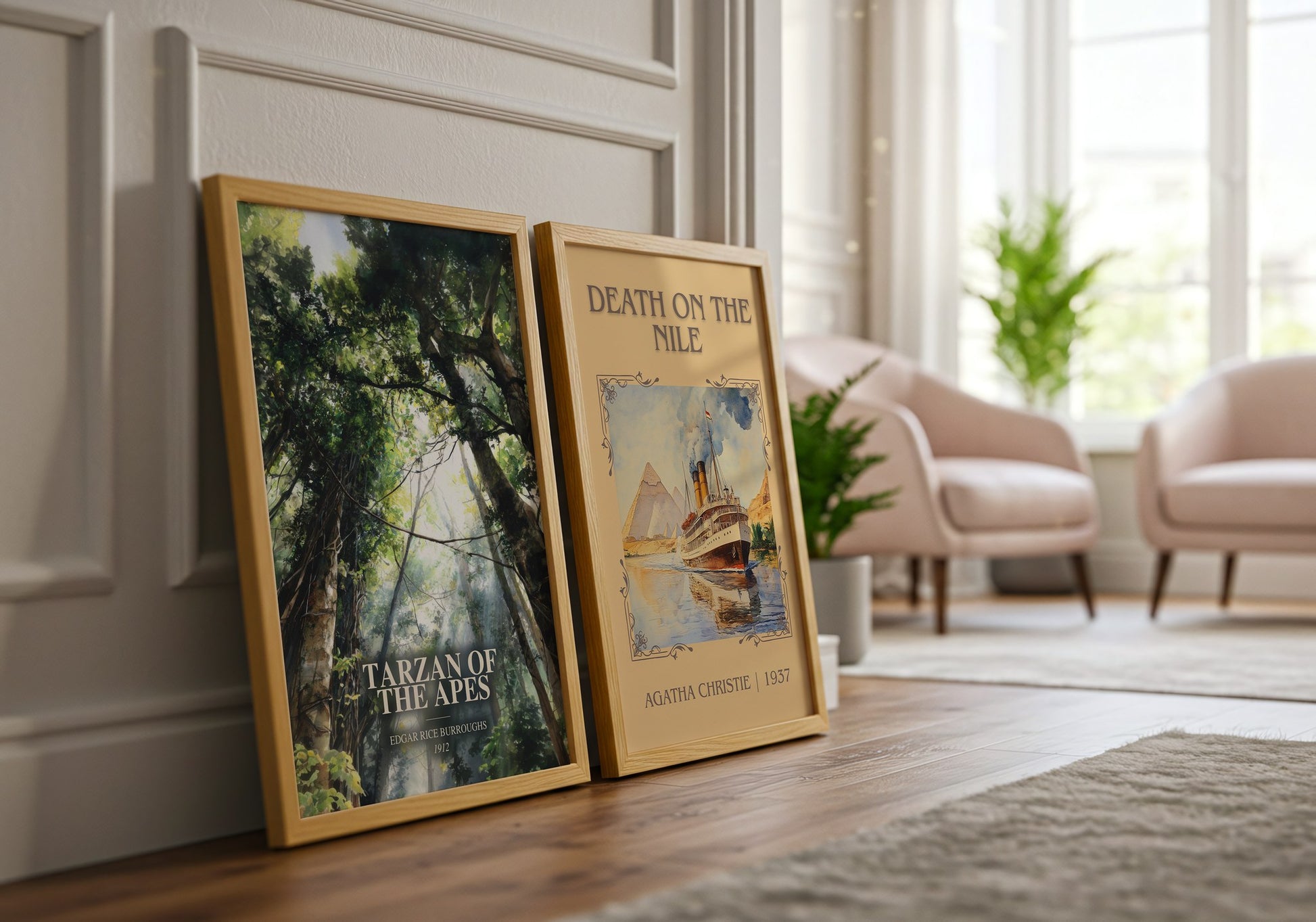 Tarzan Of The Apes watercolour print framed by window – literary home decor