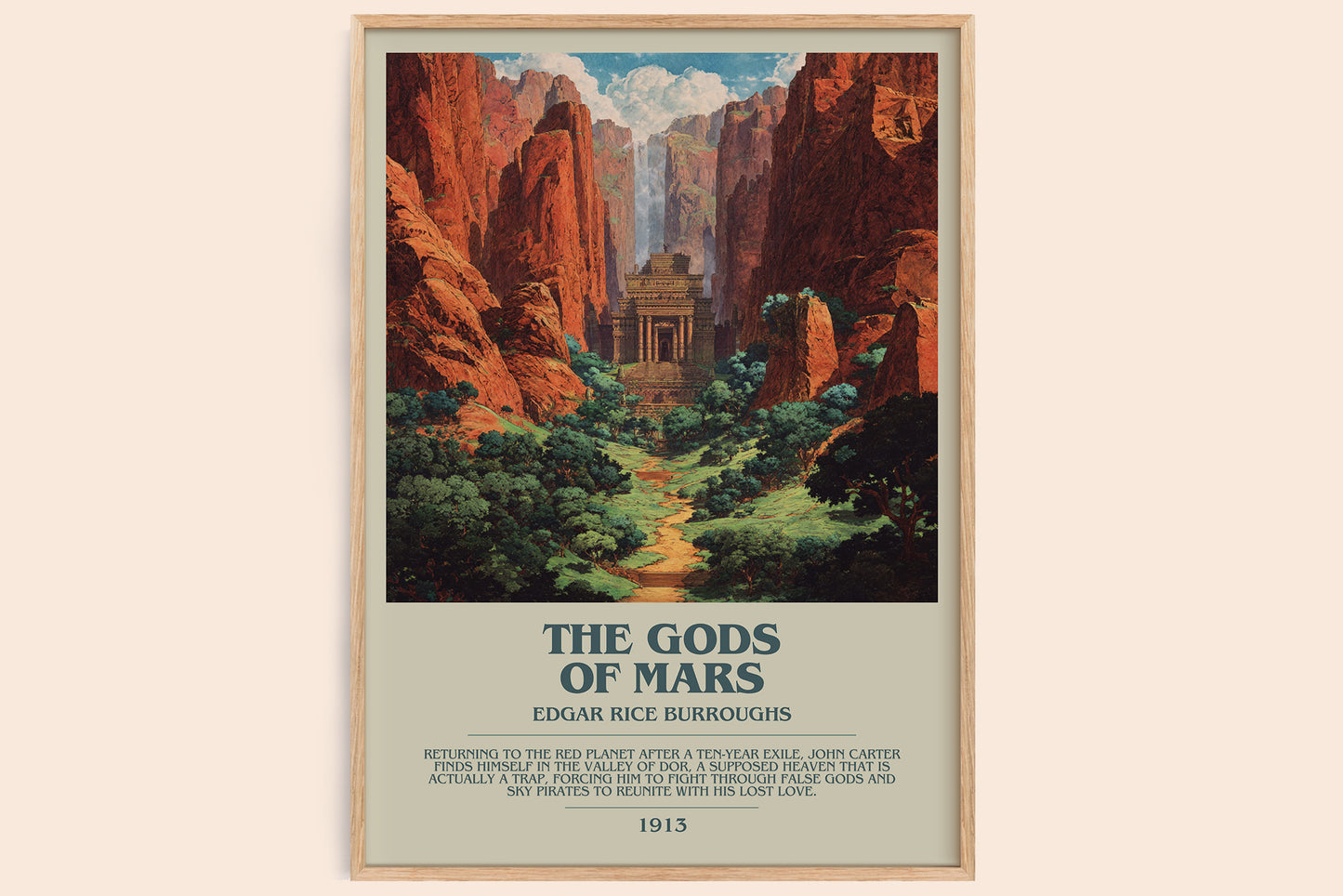 Gods of Mars bookish book poster by Edgar Rice Burroughs – framed literary art print