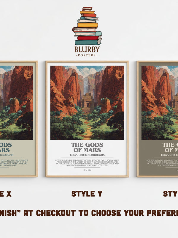 Gods of Mars bookish print in frame leaning in hallway – adventure wall art