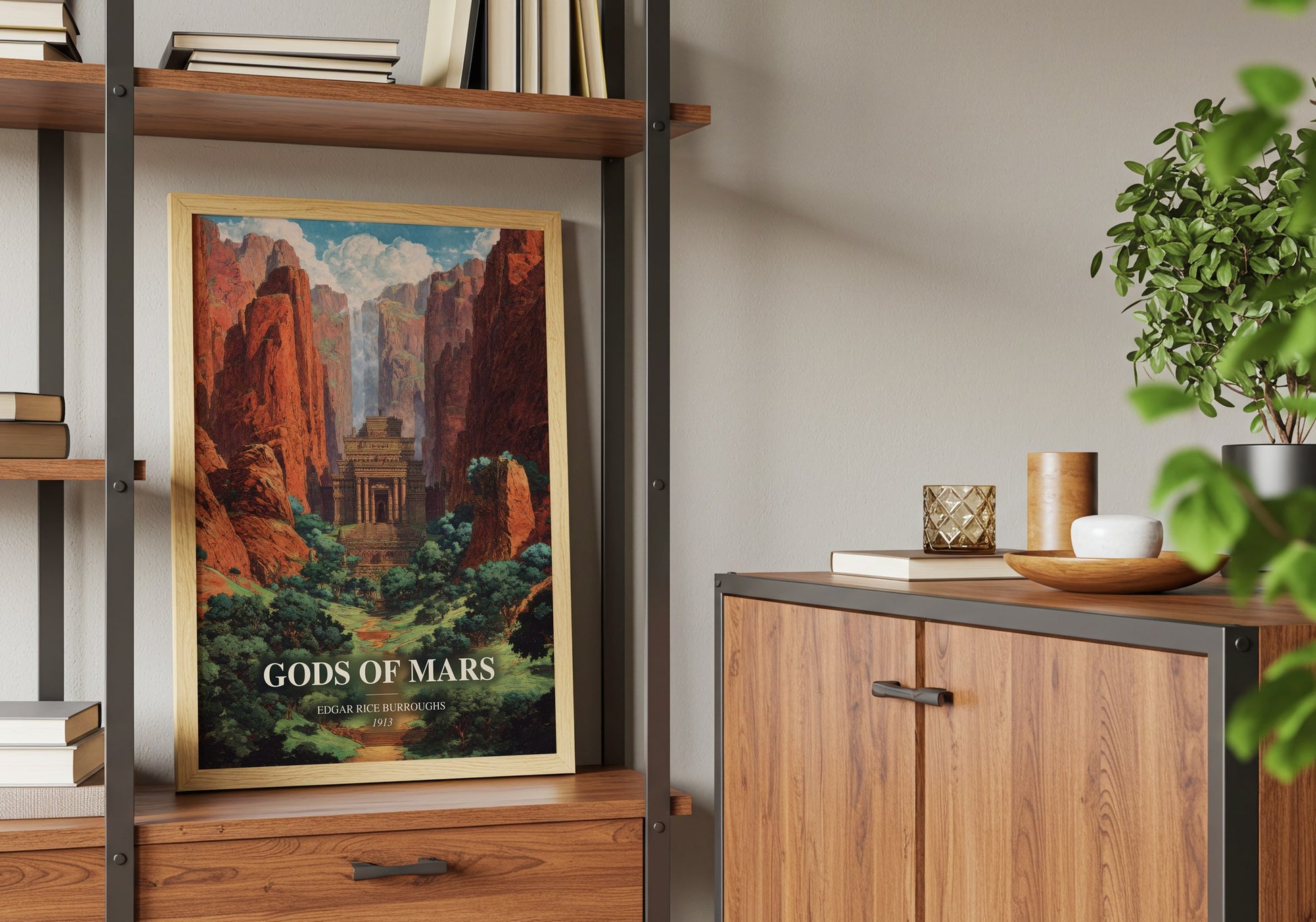 Gods Of Mars book watercolour illustration paper finish options – matte satin gloss
