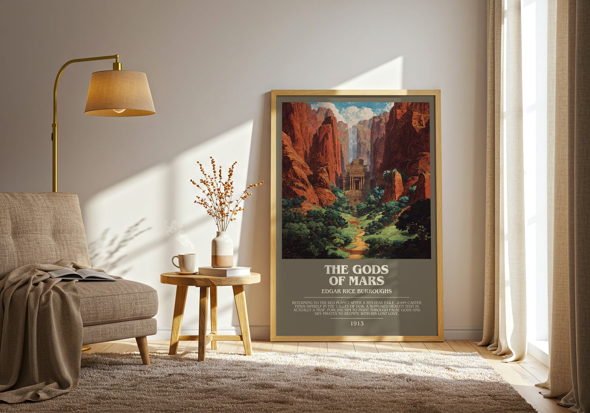 Gods of Mars bookish print framed by window – literary home decor