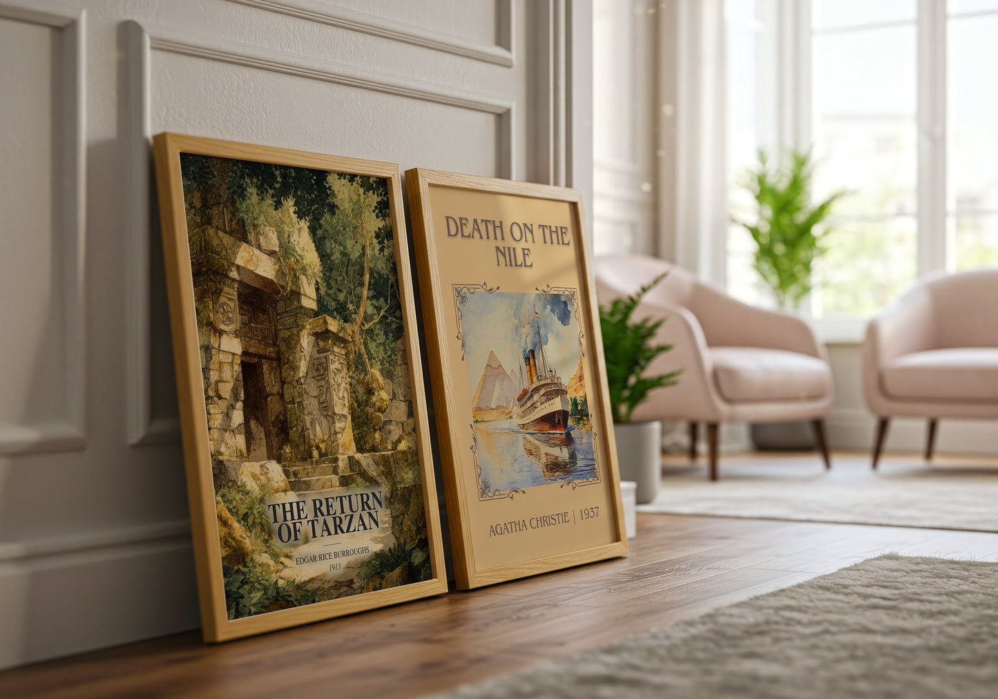 The Return Of Tarzan watercolour print framed by window – literary home decor