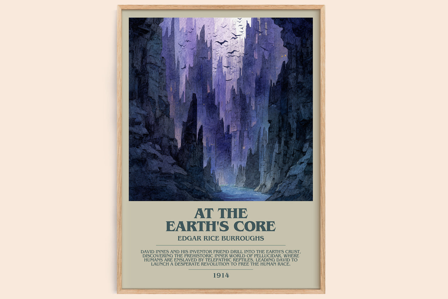 At The Earth's Core bookish book poster by Edgar Rice Burroughs – framed literary art print