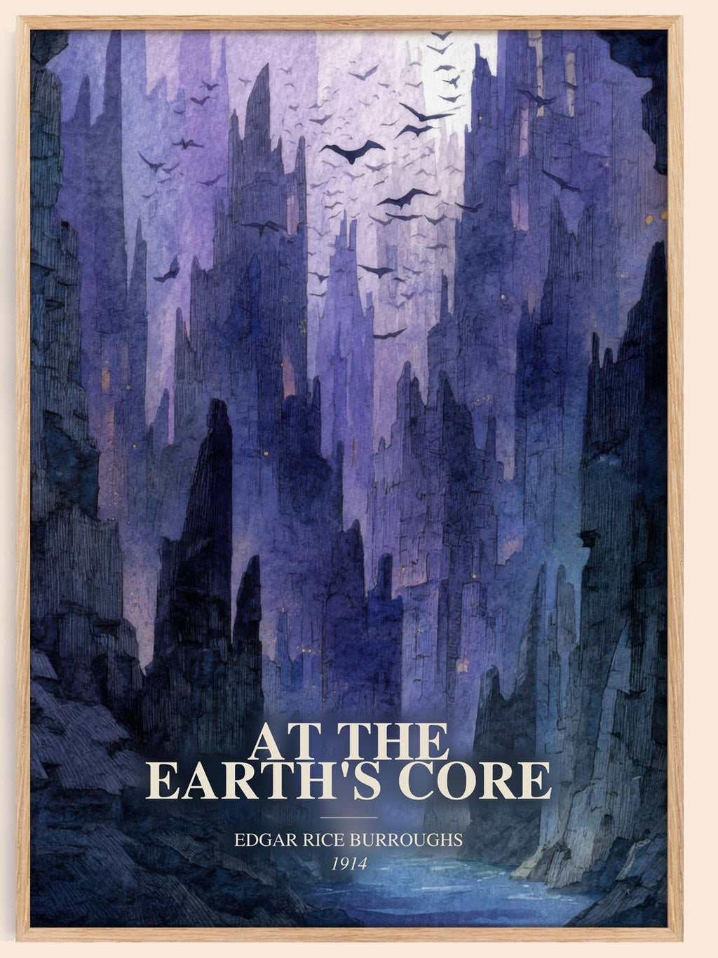 At The Earth'S Core watercolour book poster by Edgar Rice Burroughs – framed literary art print