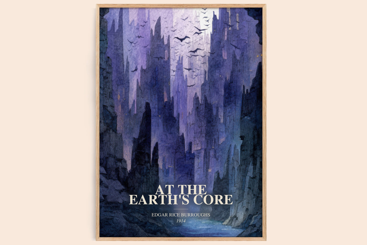 At The Earth'S Core watercolour book poster by Edgar Rice Burroughs – framed literary art print