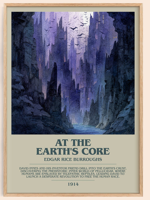 At The Earth's Core bookish book poster by Edgar Rice Burroughs – framed literary art print