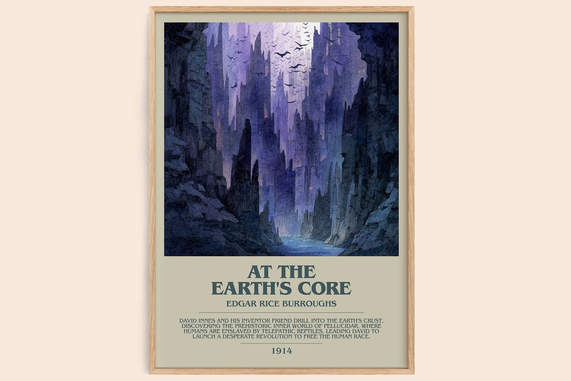At The Earth's Core bookish book poster by Edgar Rice Burroughs – framed literary art print
