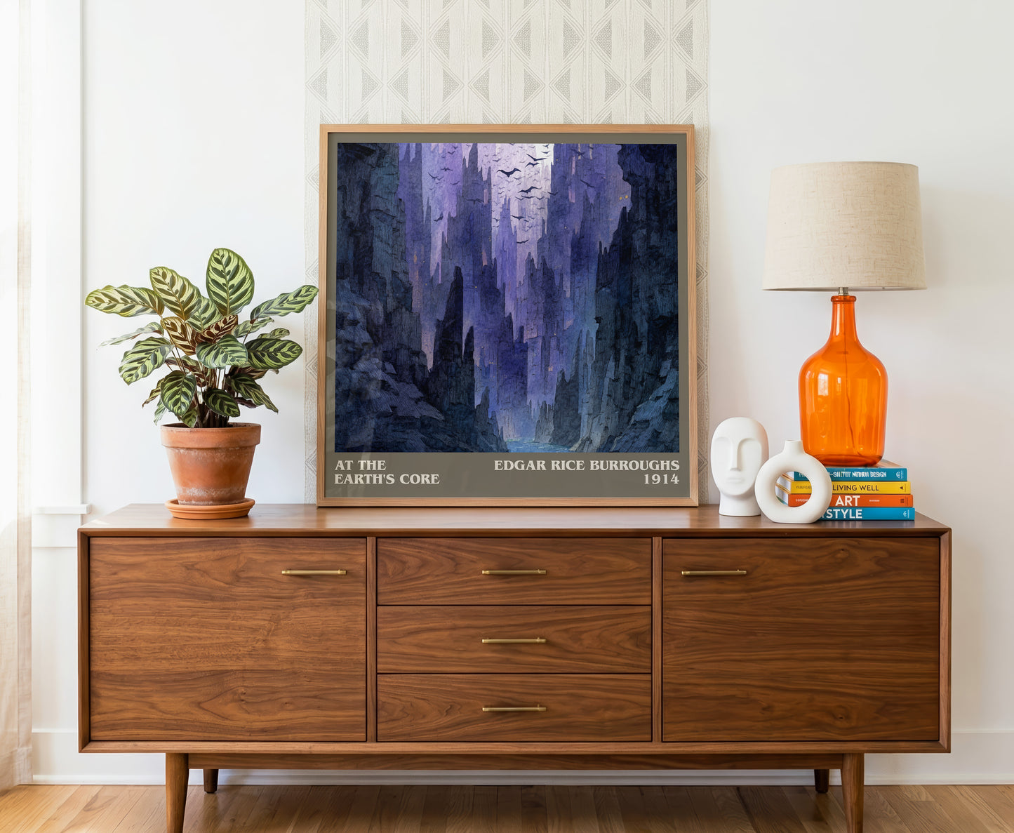 At The Earth's Core literary print on bookshelf – Edgar Rice Burroughs fan gift