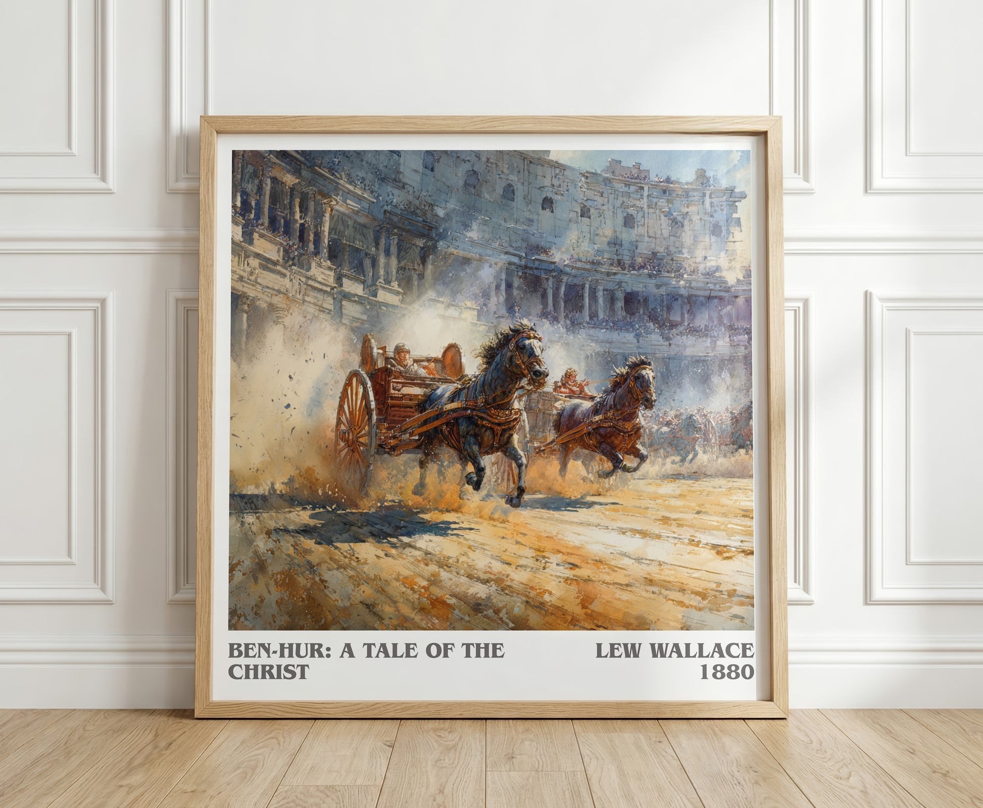 Ben-Hur, a Tale of the Christ literary print in frame leaning in hallway – adventure wall art