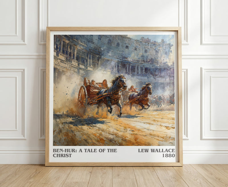 Ben-Hur, a Tale of the Christ literary print in frame leaning in hallway – adventure wall art