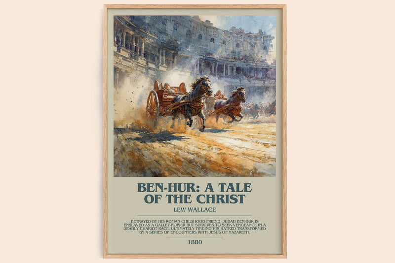 Ben-Hur, a Tale of the Christ bookish book poster by Lew Wallace – framed literary art print
