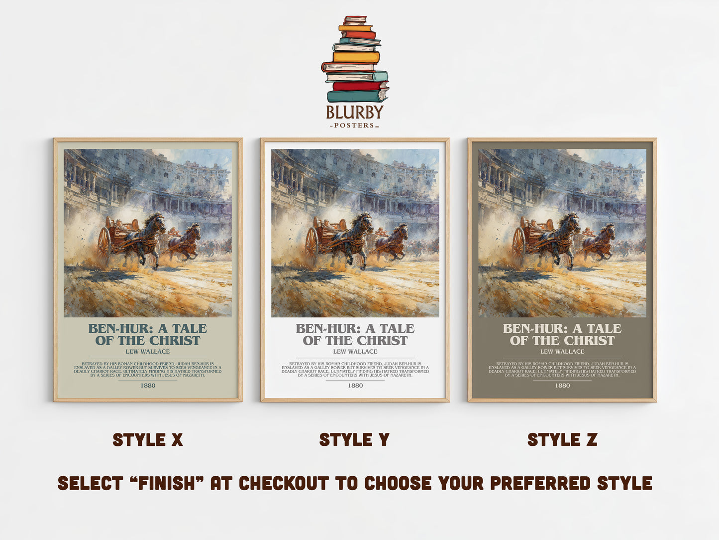 Ben-Hur, a Tale of the Christ bookish print in frame leaning in hallway – adventure wall art