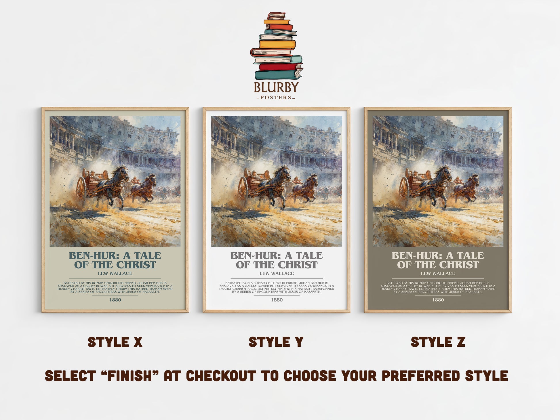 Ben-Hur, a Tale of the Christ bookish print in frame leaning in hallway – adventure wall art