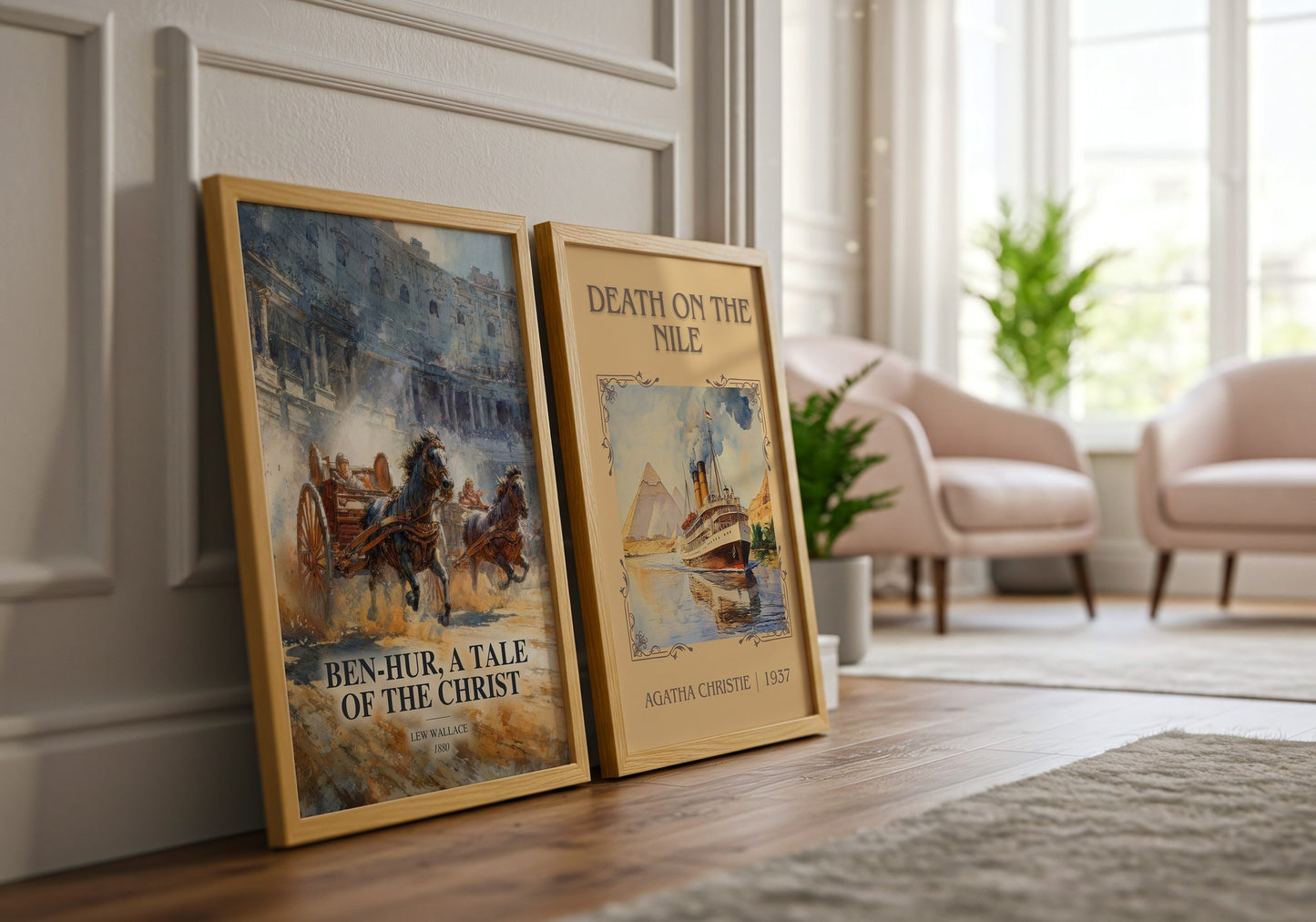 Ben-Hur, A Tale Of The Christ watercolour print framed by window – literary home decor