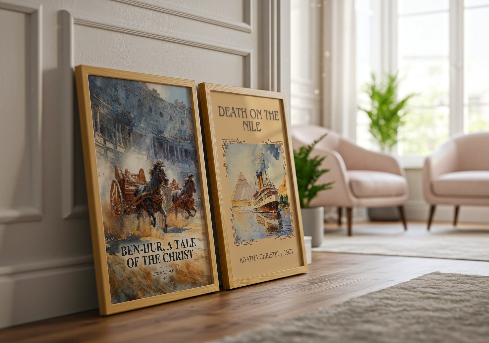 Ben-Hur, A Tale Of The Christ watercolour print framed by window – literary home decor