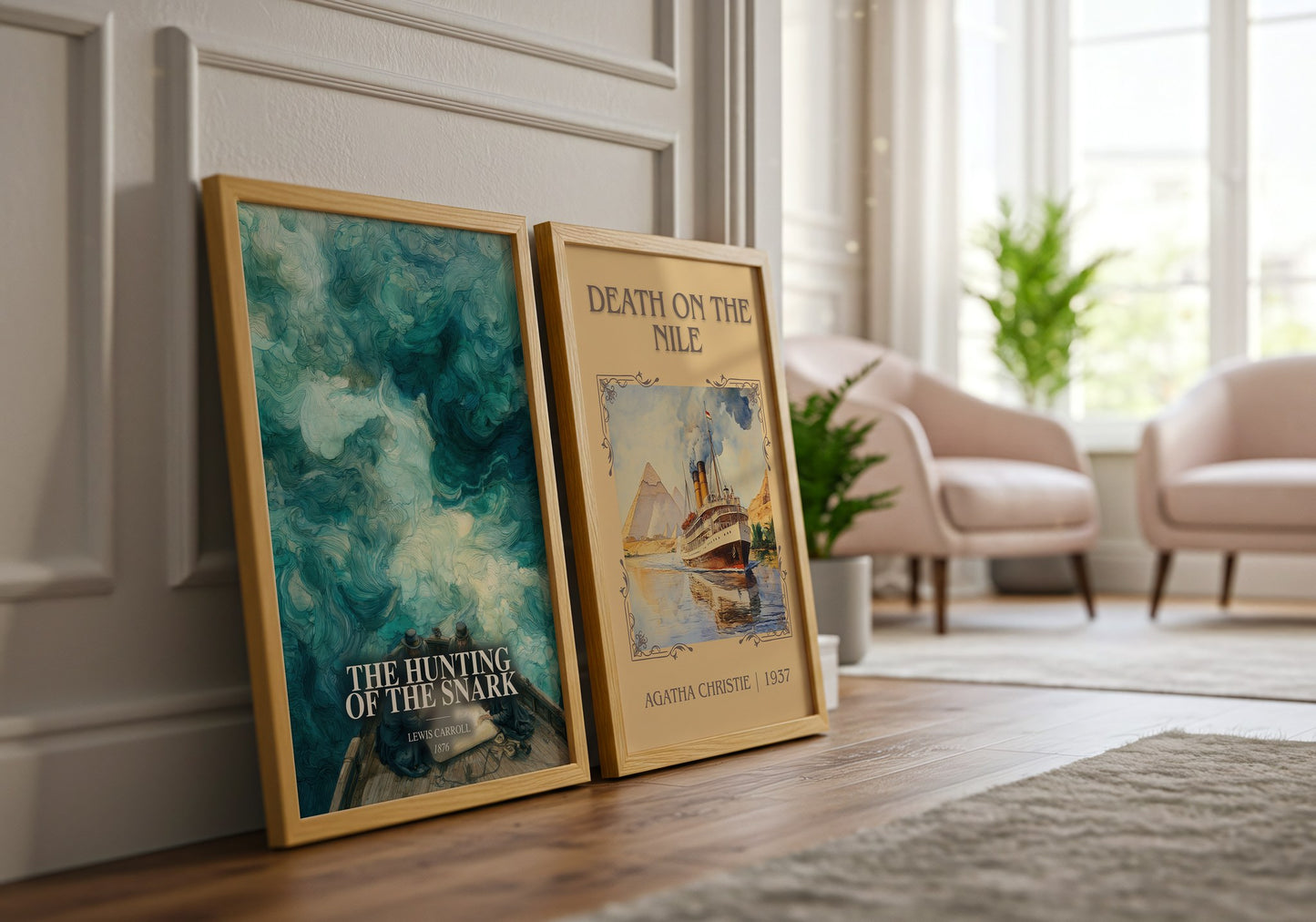 The Hunting Of The Snark watercolour print framed by window – literary home decor