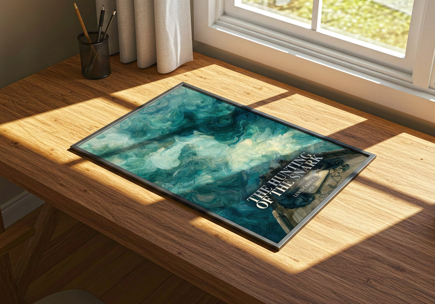 The Hunting Of The Snark watercolour book poster framed on wall – poetry wall art