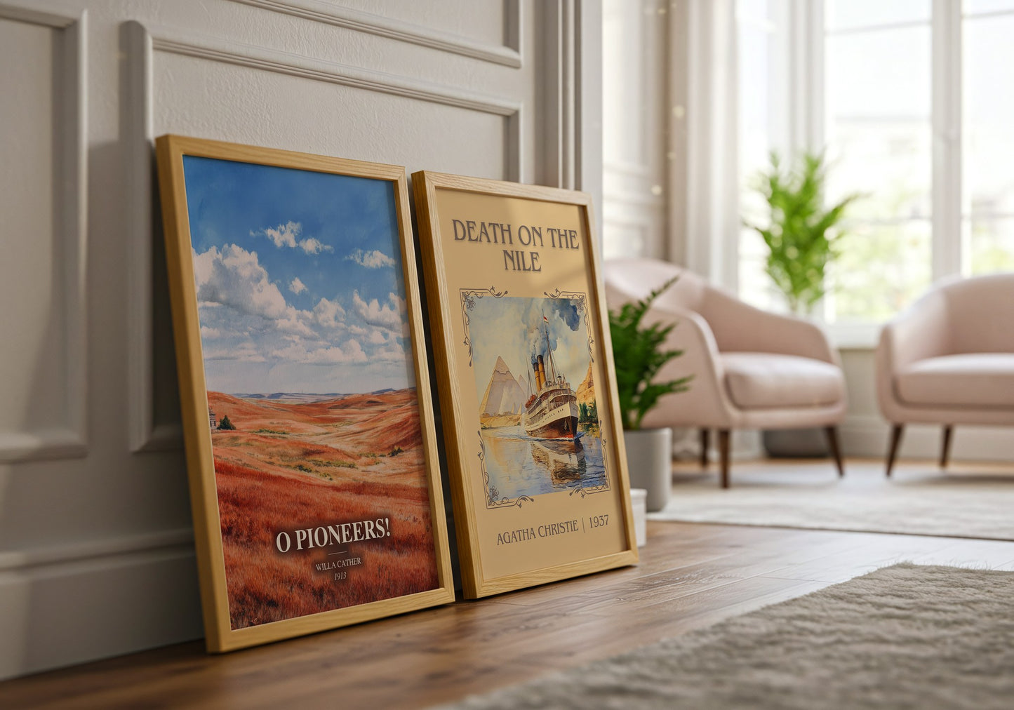 O Pioneers! watercolour print framed by window – literary home decor