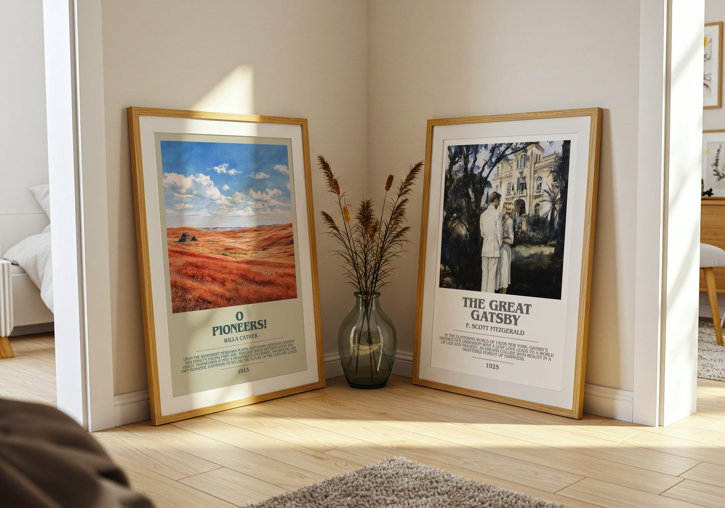 O Pioneers! bookish book poster framed on wall – poetry wall art