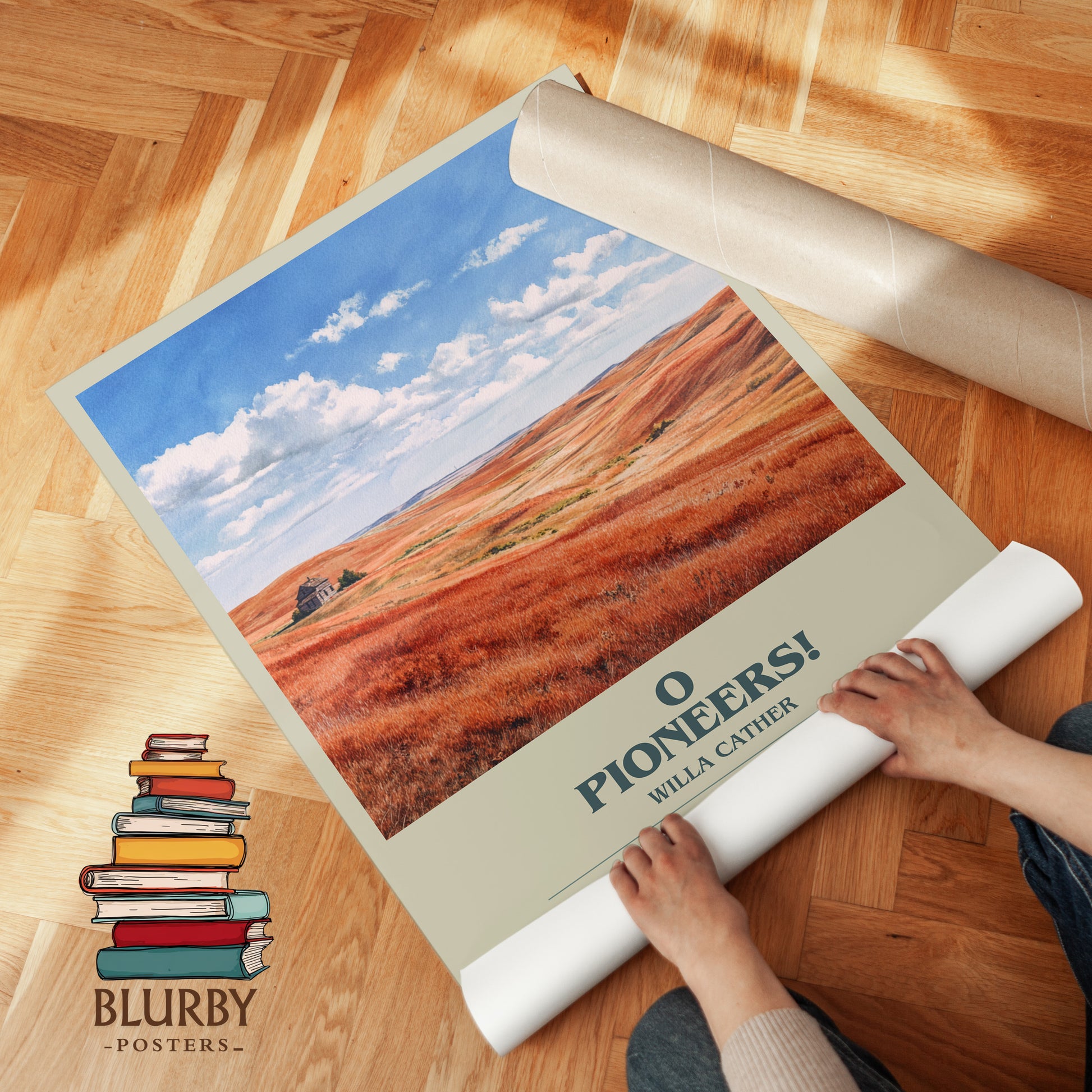 O Pioneers! bookish print on bookshelf – Willa Cather fan gift