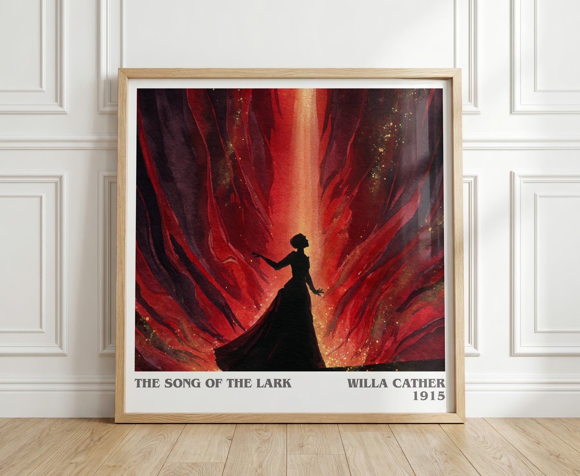 The Song of the Lark literary print in frame leaning in hallway – classic literature wall art