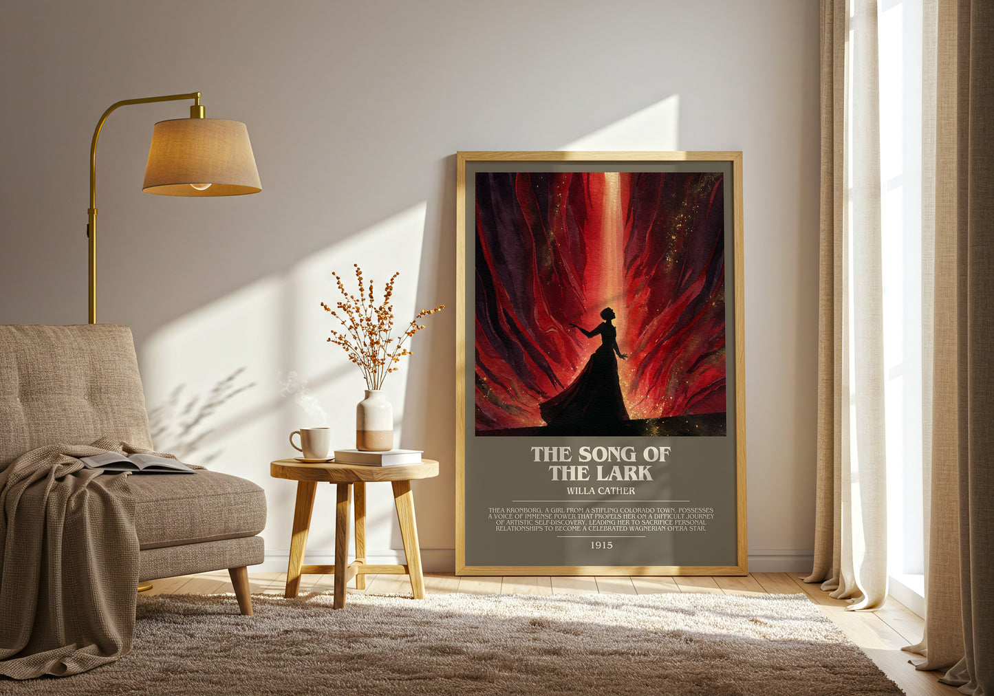 The Song of the Lark bookish print framed by window – literary home decor