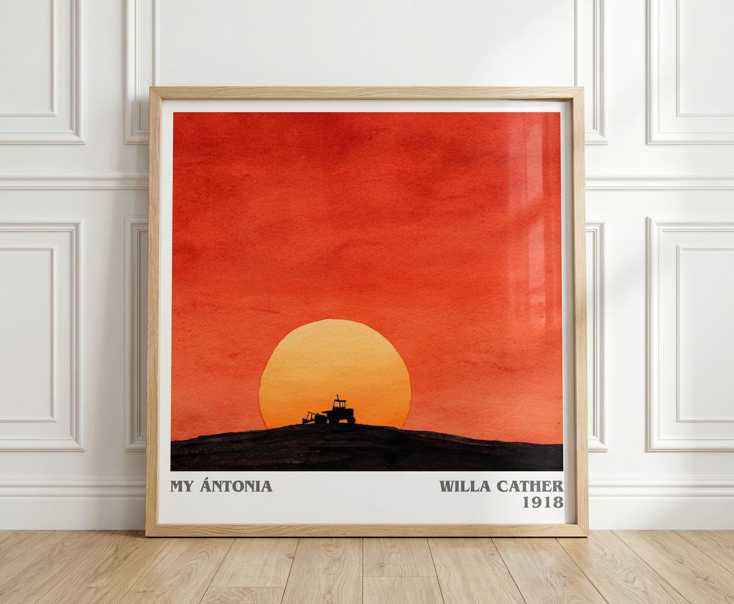My Ántonia literary print in frame leaning in hallway – classic literature wall art