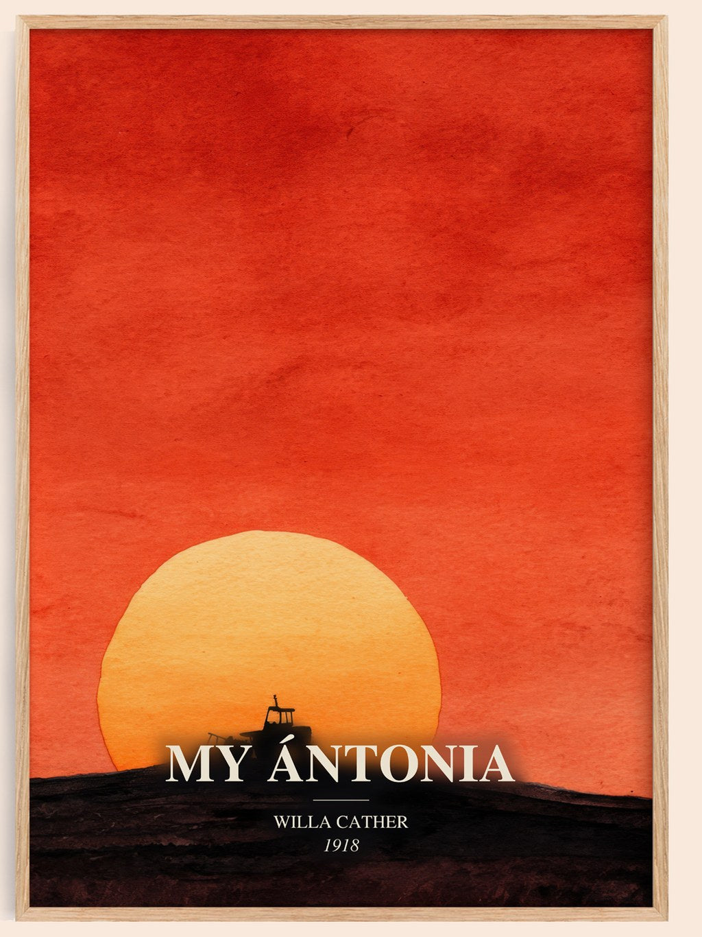 My Ántonia watercolour book poster by Willa Cather – framed literary art print