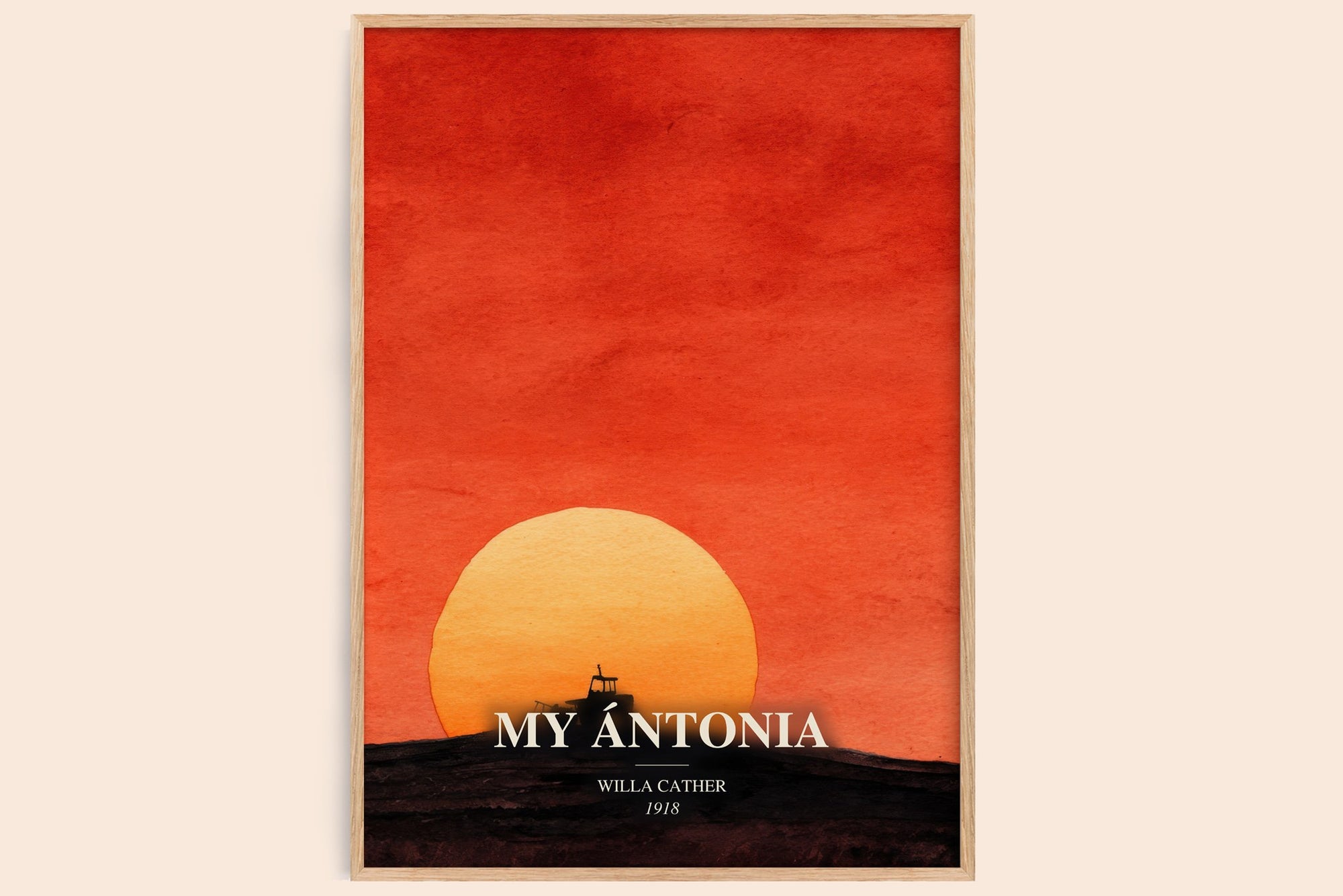 My Ántonia watercolour book poster by Willa Cather – framed literary art print
