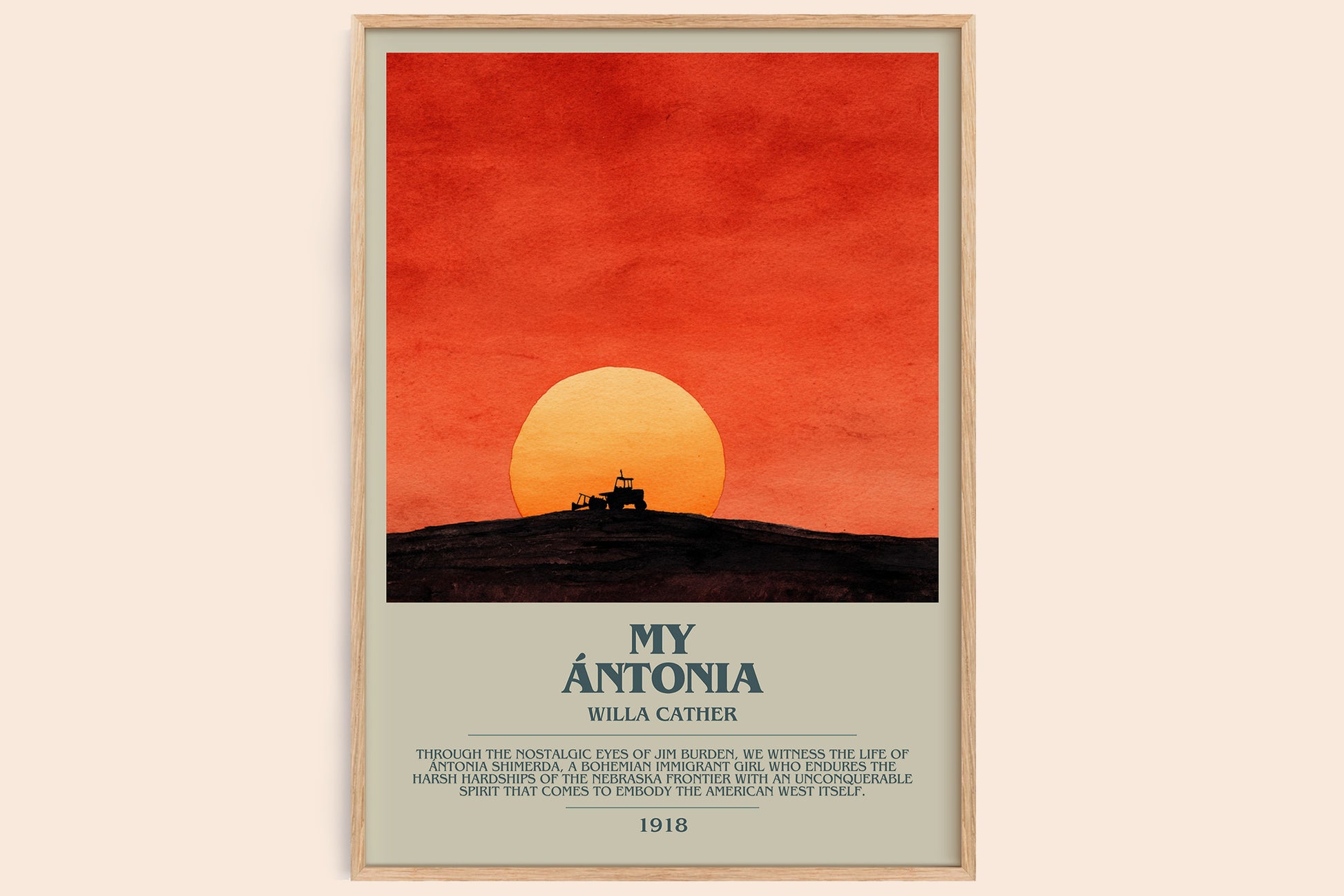 My Ántonia bookish book poster by Willa Cather – framed literary art print