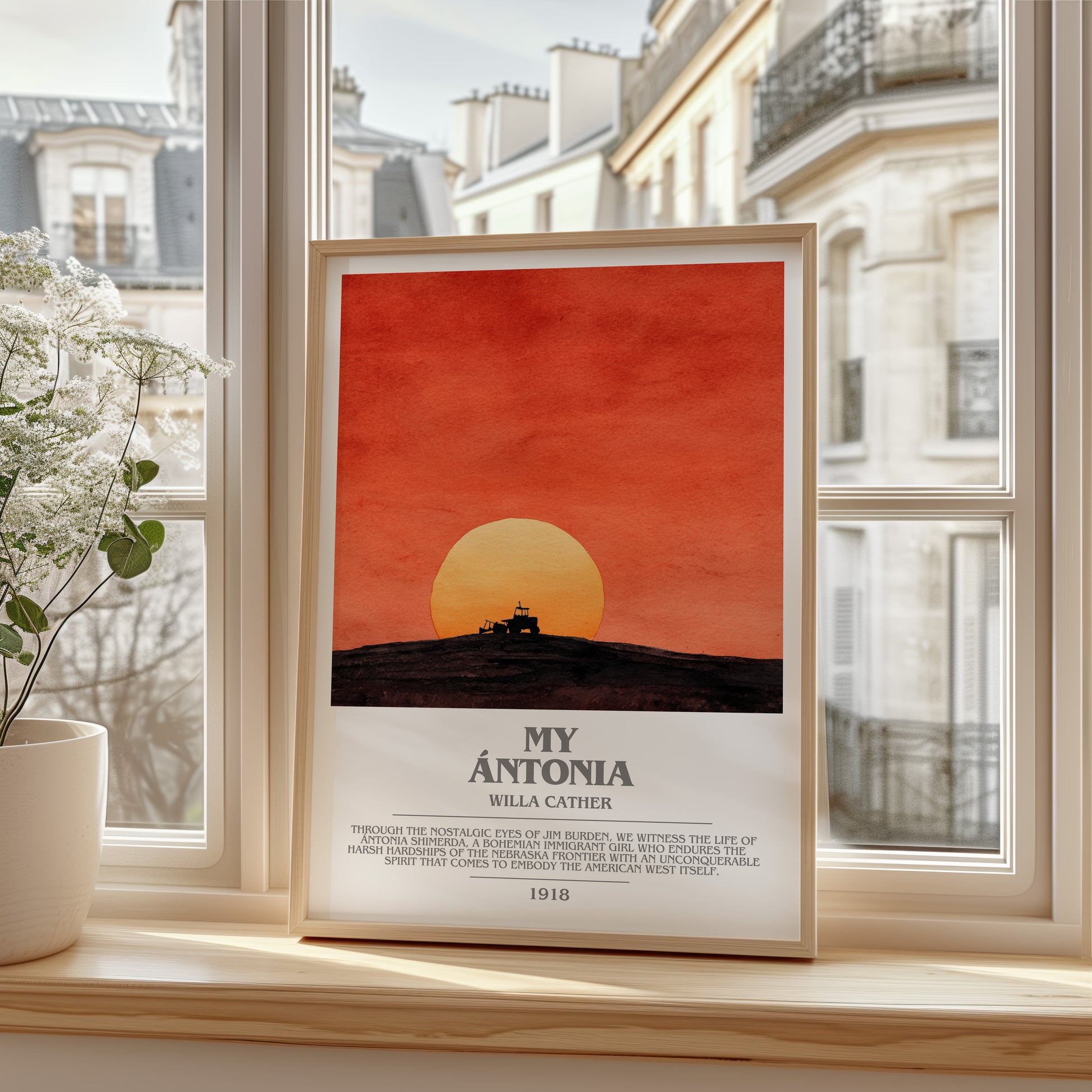 My Ántonia bookish poster colour and style options – Willa Cather book art