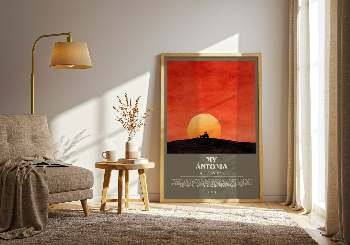 My Ántonia bookish print framed by window – literary home decor