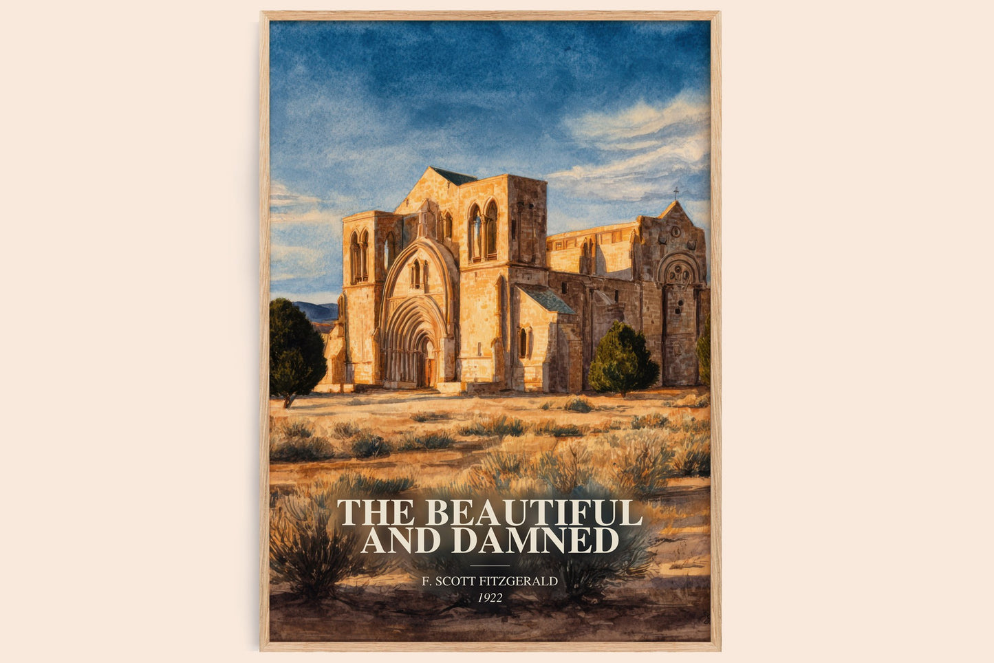 The Beautiful And Damned watercolour book poster by F. Scott Fitzgerald – framed literary art print