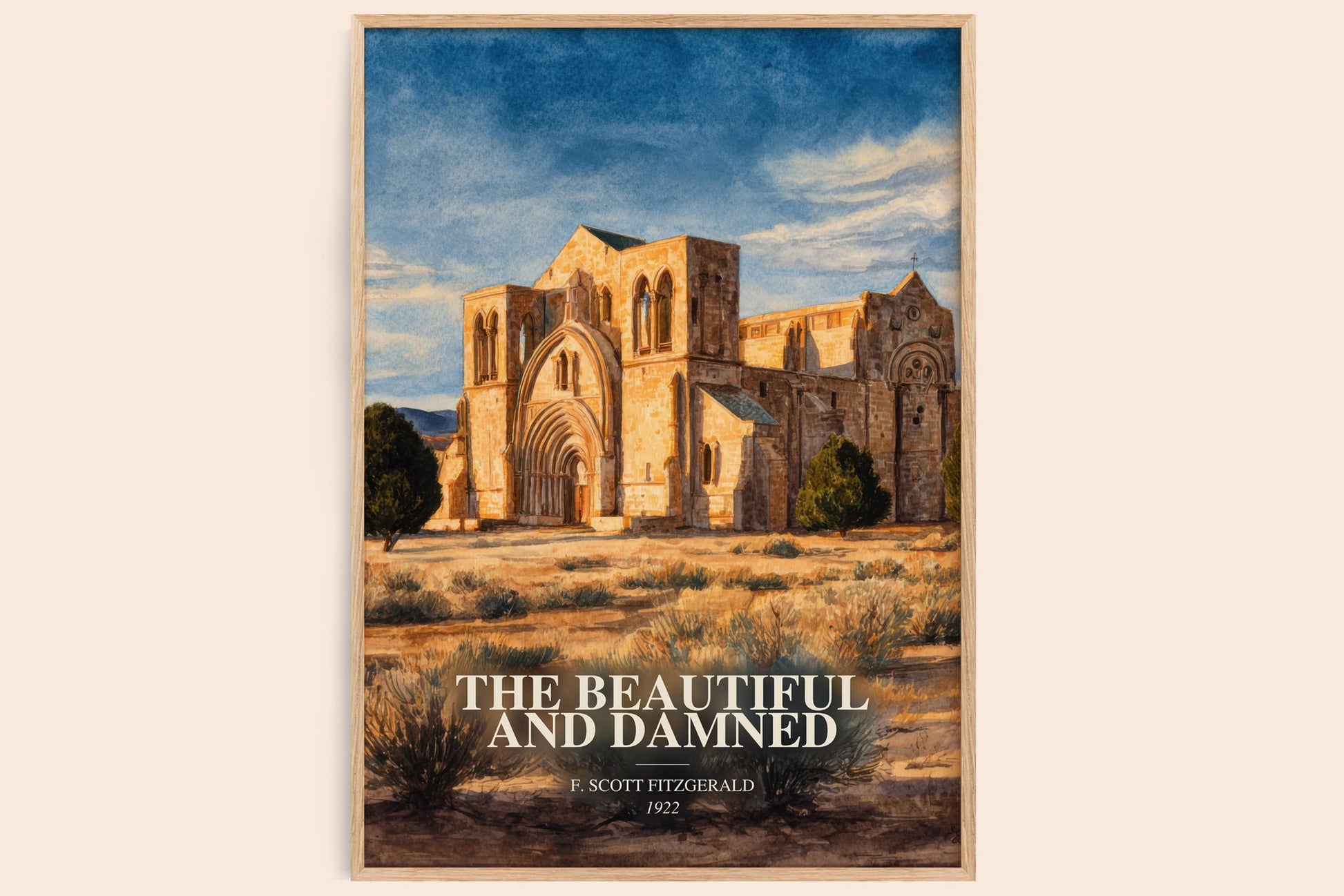 The Beautiful And Damned watercolour book poster by F. Scott Fitzgerald – framed literary art print