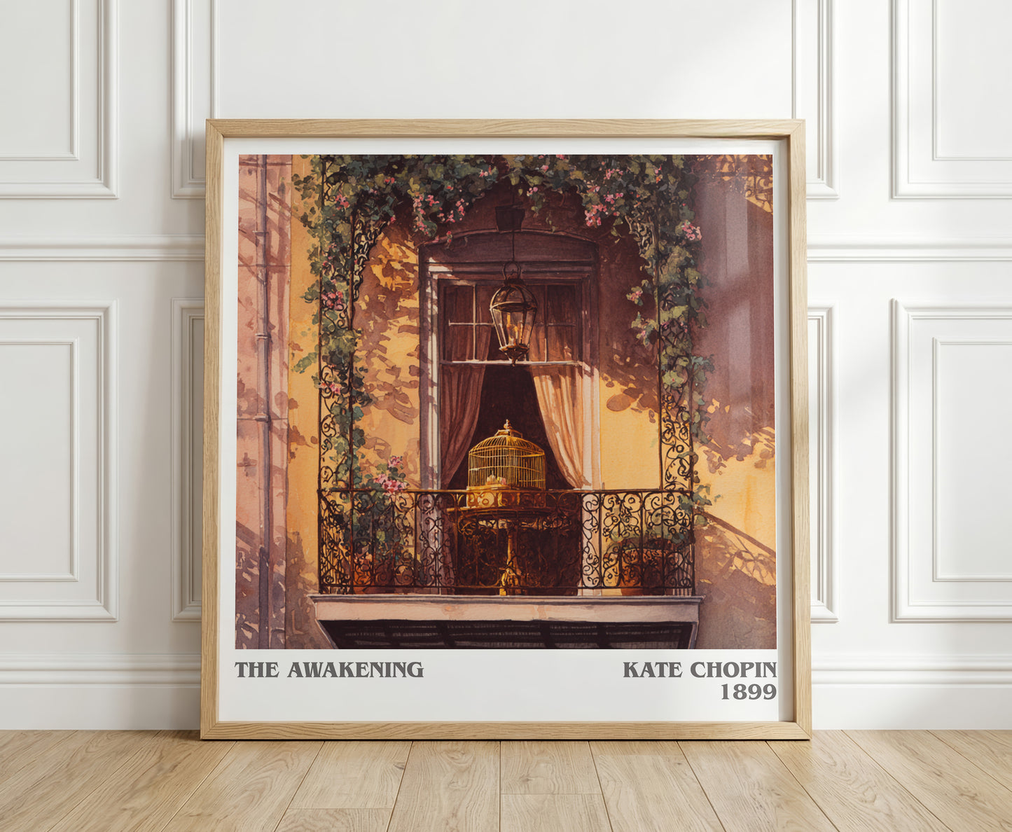 The Awakening literary print in frame leaning in hallway – classic literature wall art