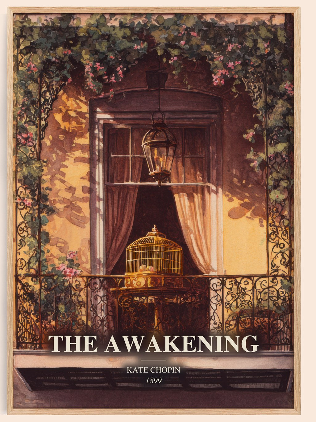 The Awakening watercolour book poster by Kate Chopin – framed literary art print
