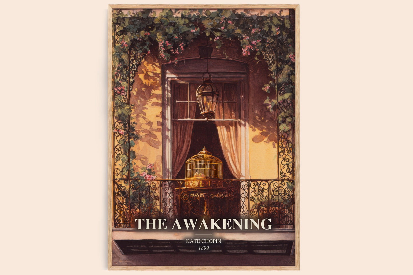 The Awakening watercolour book poster by Kate Chopin – framed literary art print