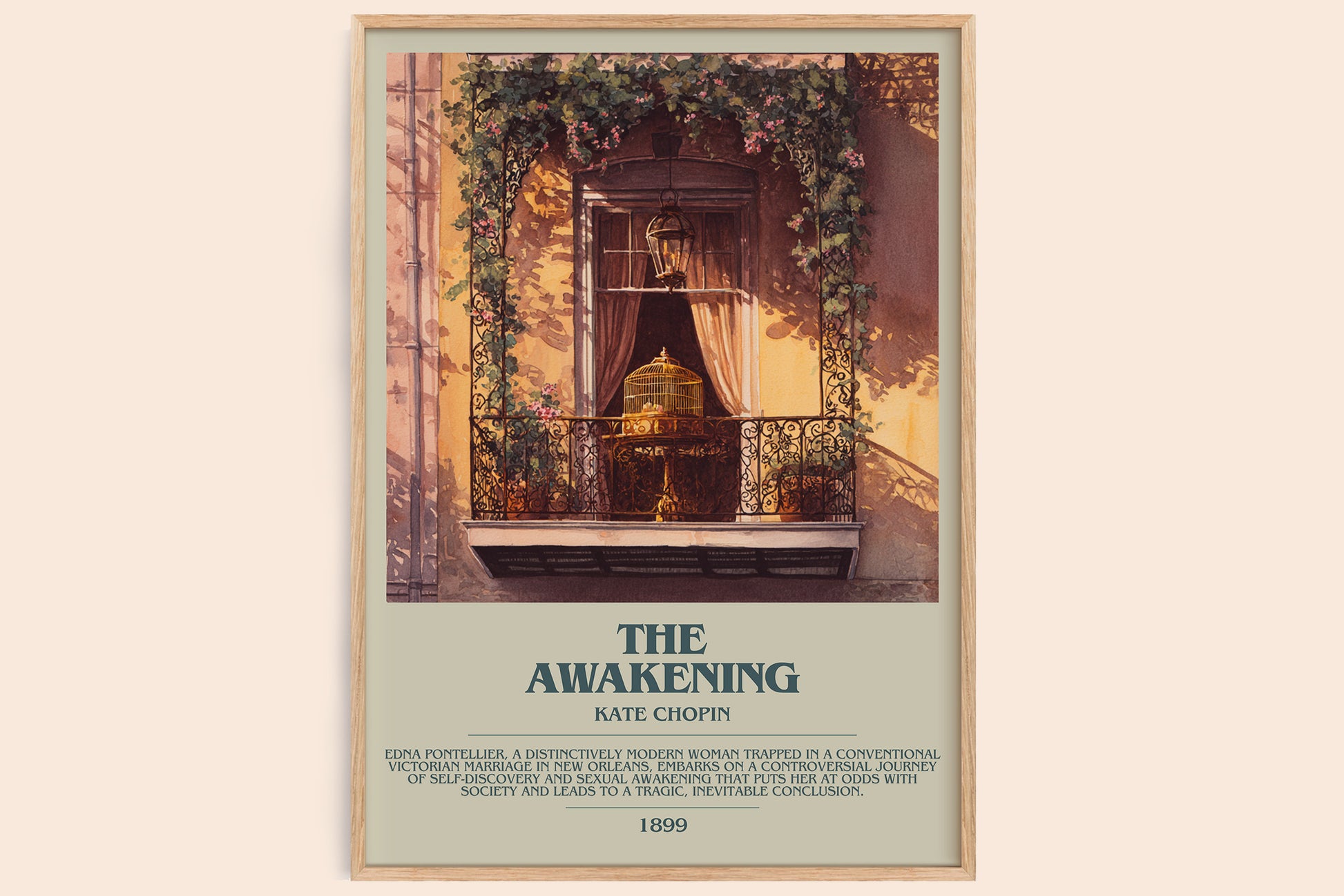 The Awakening bookish book poster by Kate Chopin – framed literary art print