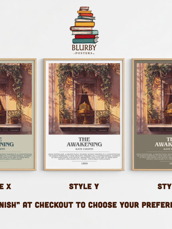 The Awakening bookish print in frame leaning in hallway – classic literature wall art