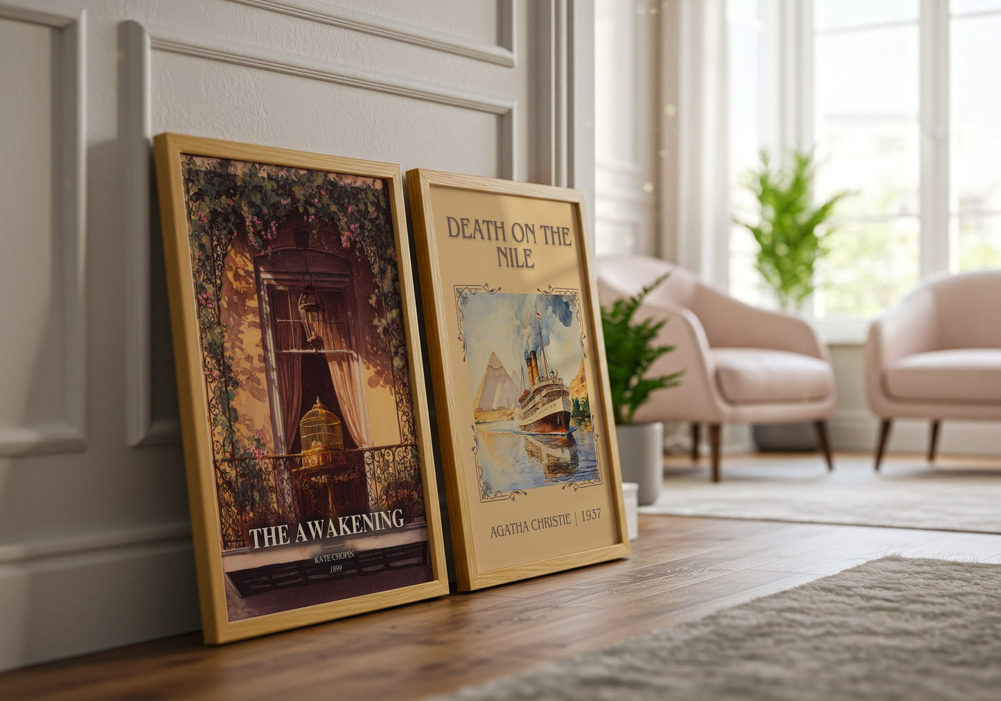 The Awakening watercolour print framed by window – literary home decor