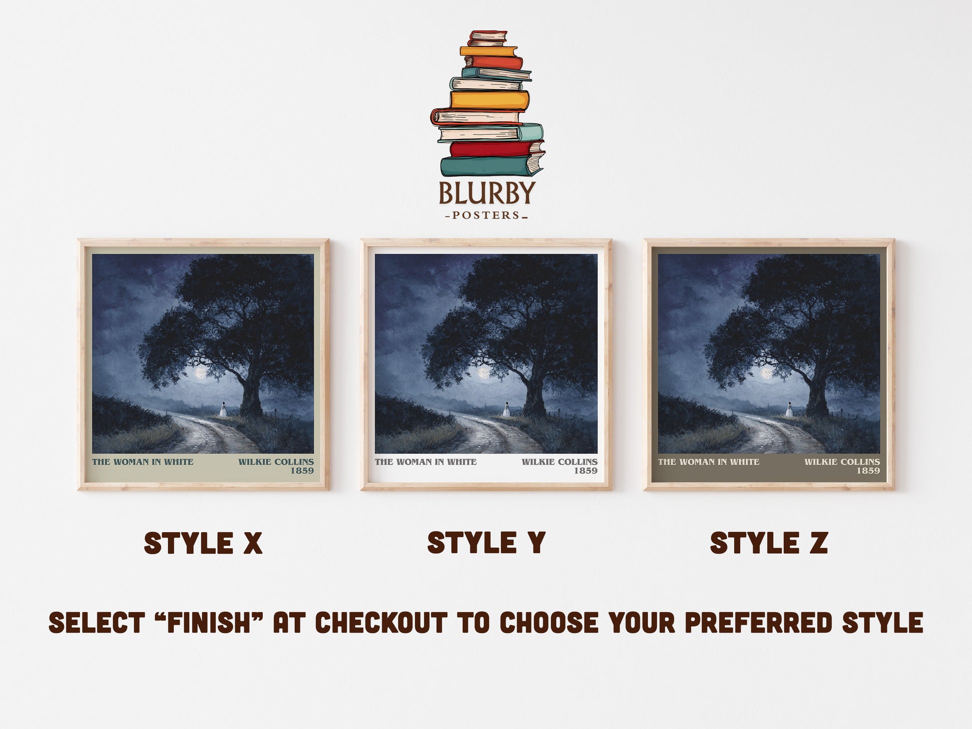 The Woman In White literary art print colour and style options – Wilkie Collins book art