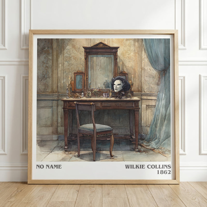 No Name literary print in frame leaning in hallway – classic literature wall art
