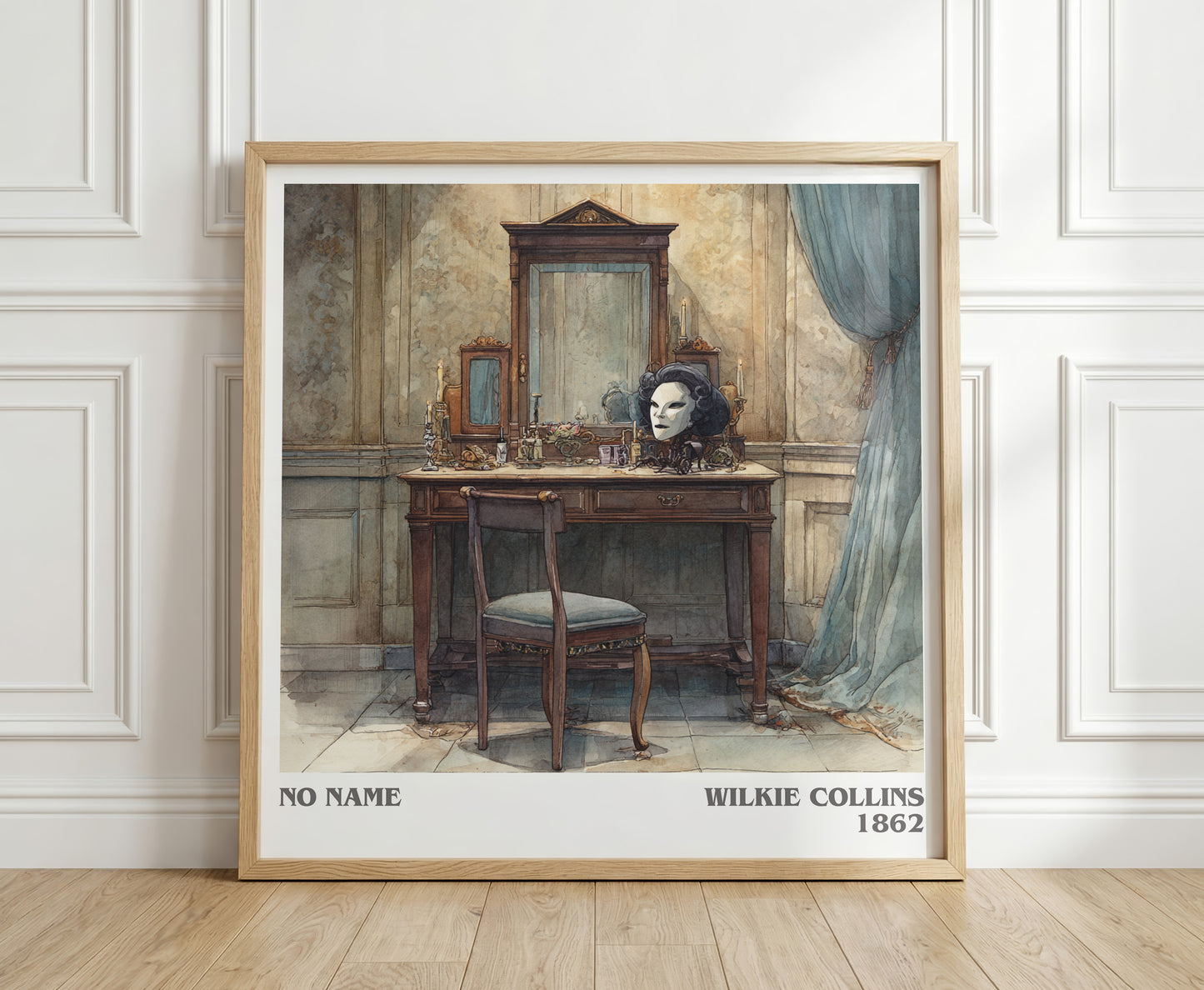 No Name literary print in frame leaning in hallway – classic literature wall art