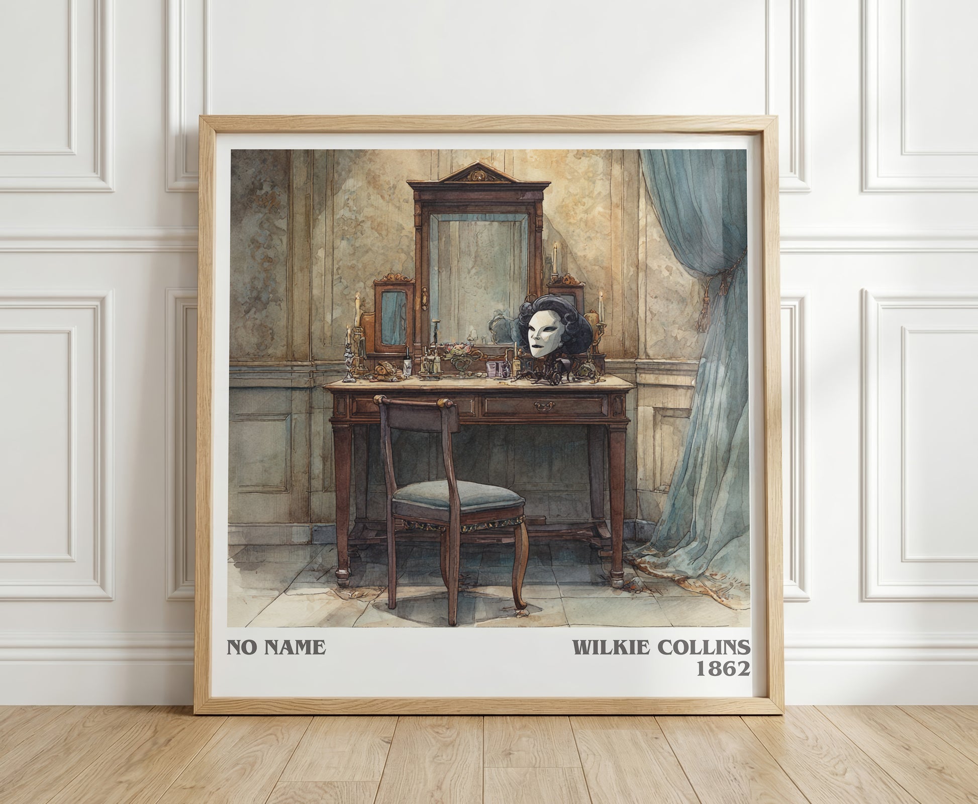 No Name literary print in frame leaning in hallway – classic literature wall art